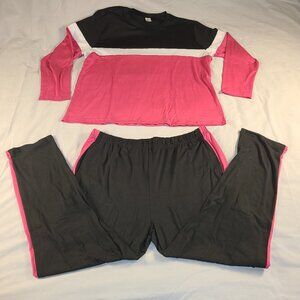 Men's-Women's Pajamas long sleeve shirt and pants 3XL Black & Pink New
